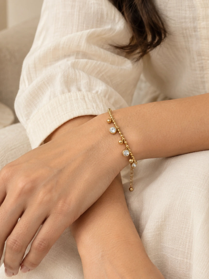 Golden Bezel Charm Bracelet