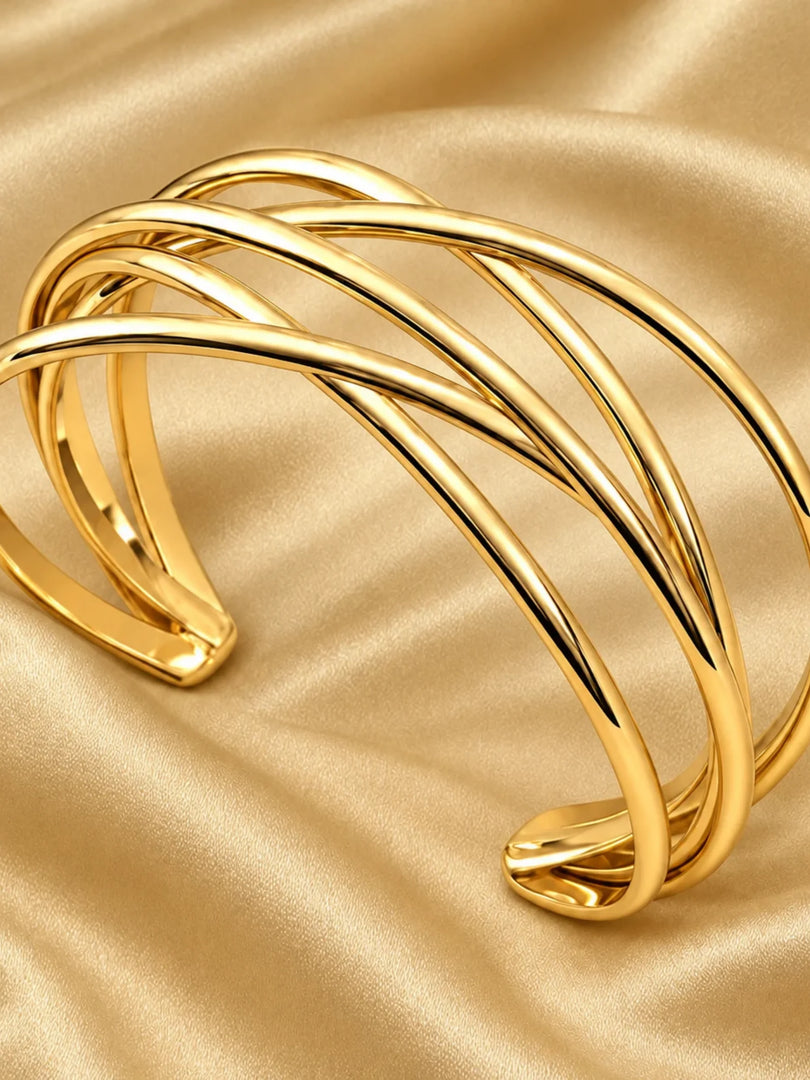 Golden Interlocking Cross Cuff Bracelet
