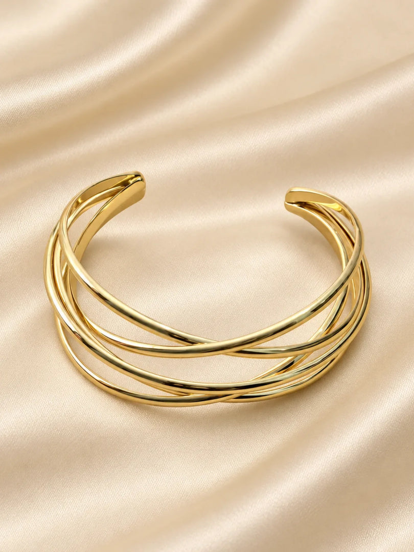 Golden Interlocking Cross Cuff Bracelet