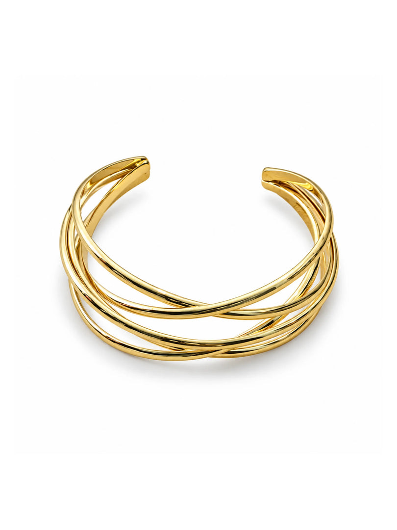 Golden Interlocking Cross Cuff Bracelet