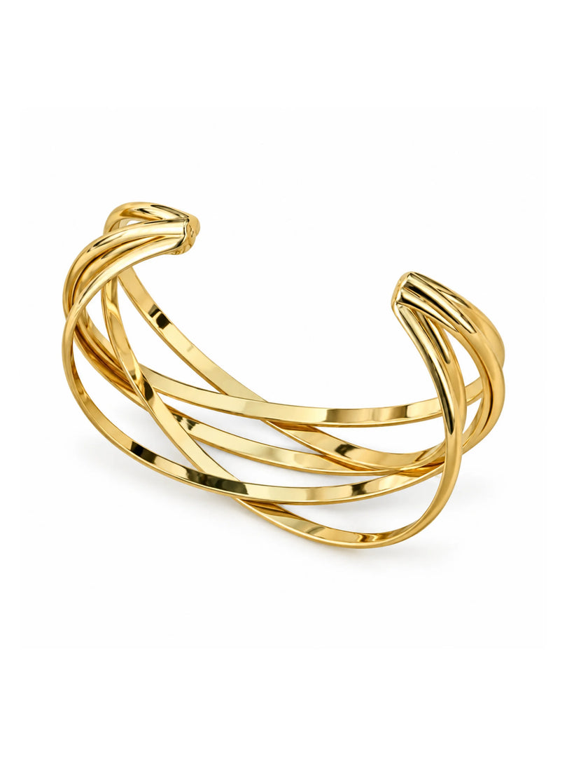 Golden Interlocking Cross Cuff Bracelet