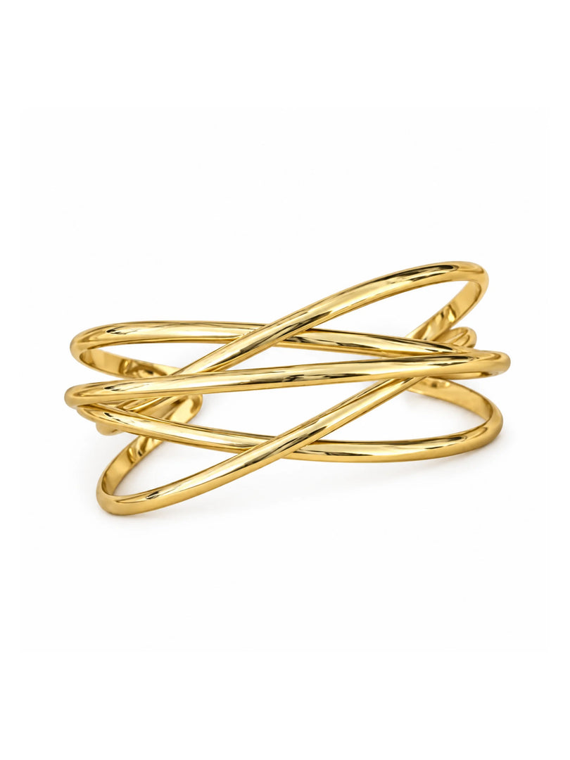 Golden Interlocking Cross Cuff Bracelet