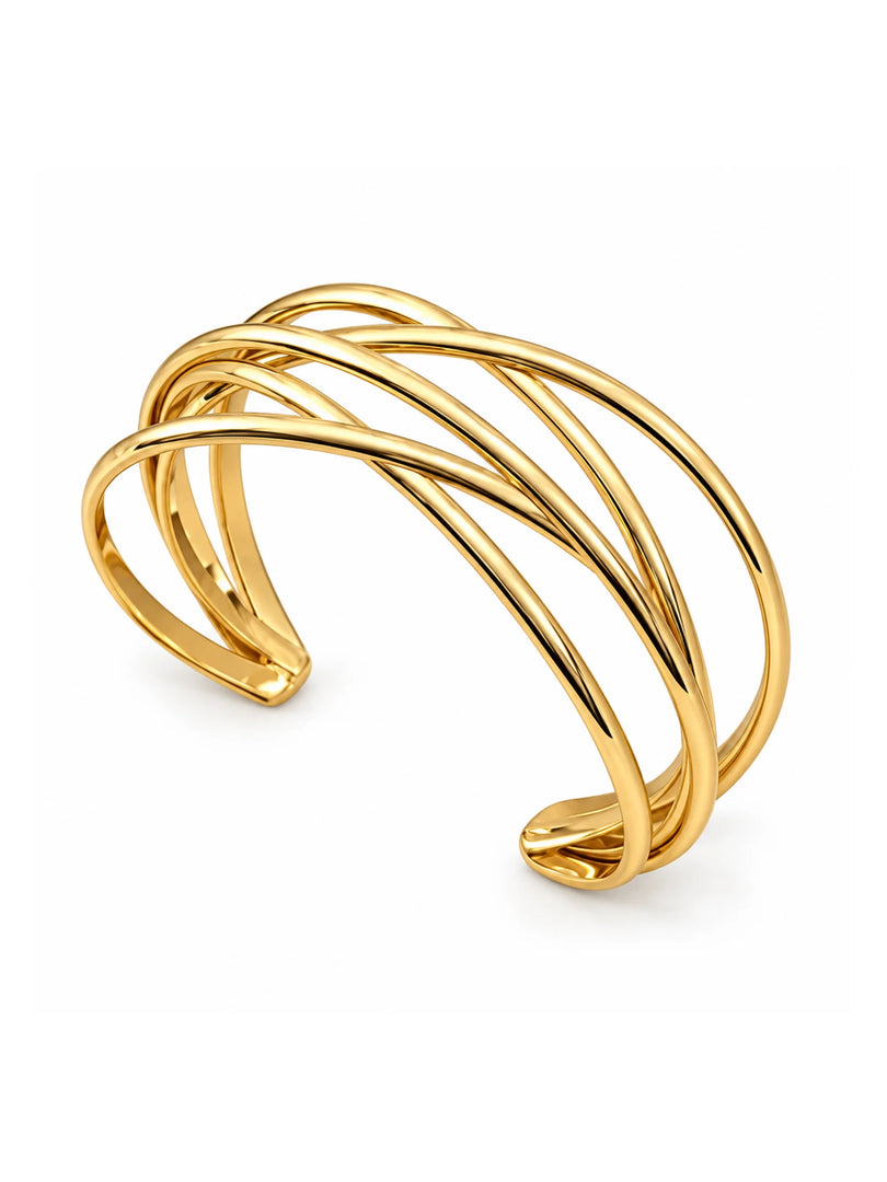 Golden Interlocking Cross Cuff Bracelet