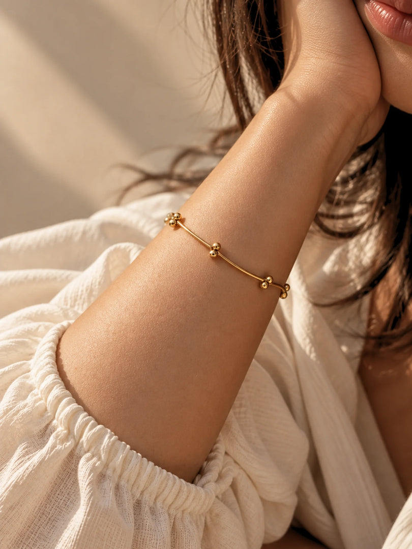 Golden Knot Bar & Bead Bracelet