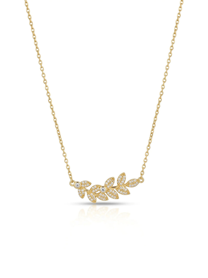 Golden Leaf Branch Bar Necklace