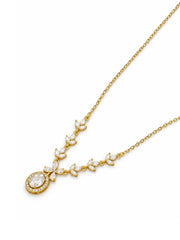 Marquise Vine & Oval Crystal Halo Necklace