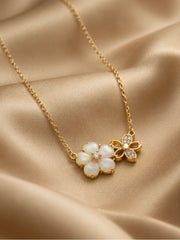 Pearl & Pave Dual Floral Station Necklace