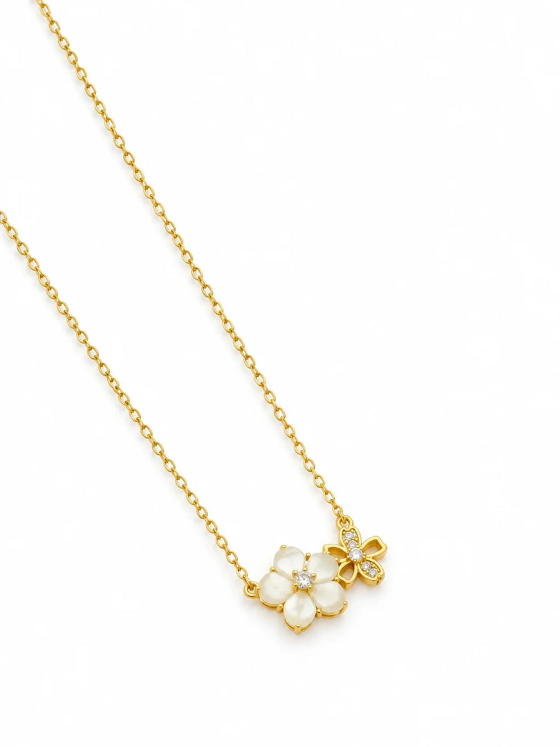 Pearl & Pave Dual Floral Station Necklace