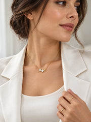 Golden Multi-Texture Clover Trio Station Necklace