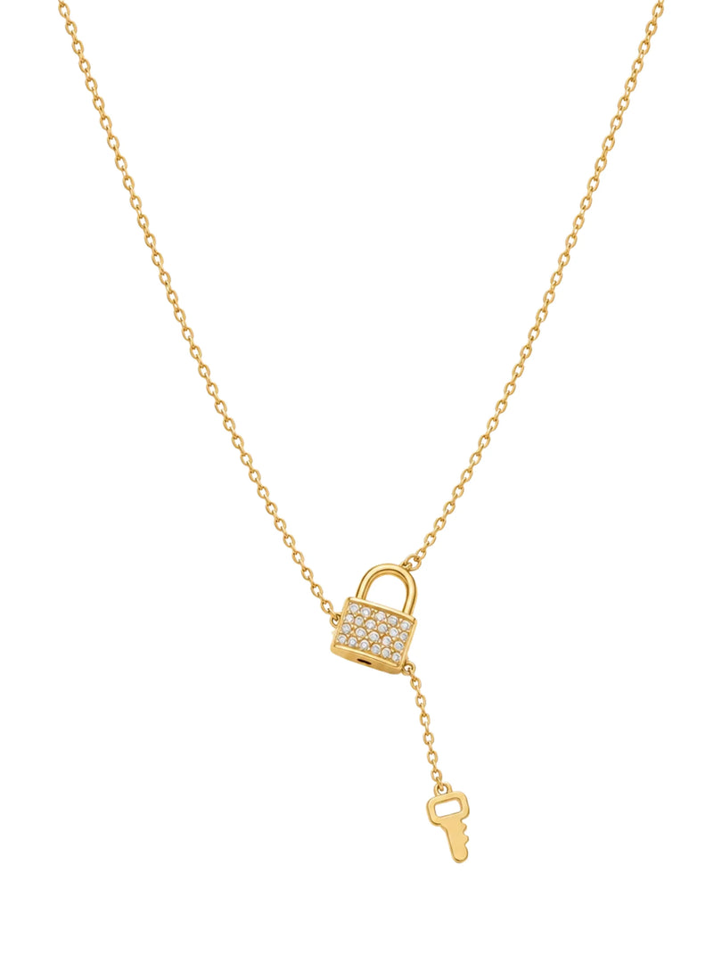 Golden Lock & Key Charm Necklace