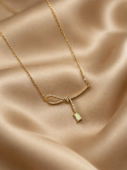 Ribbon Loop & Emerald-Cut Crystal Necklace