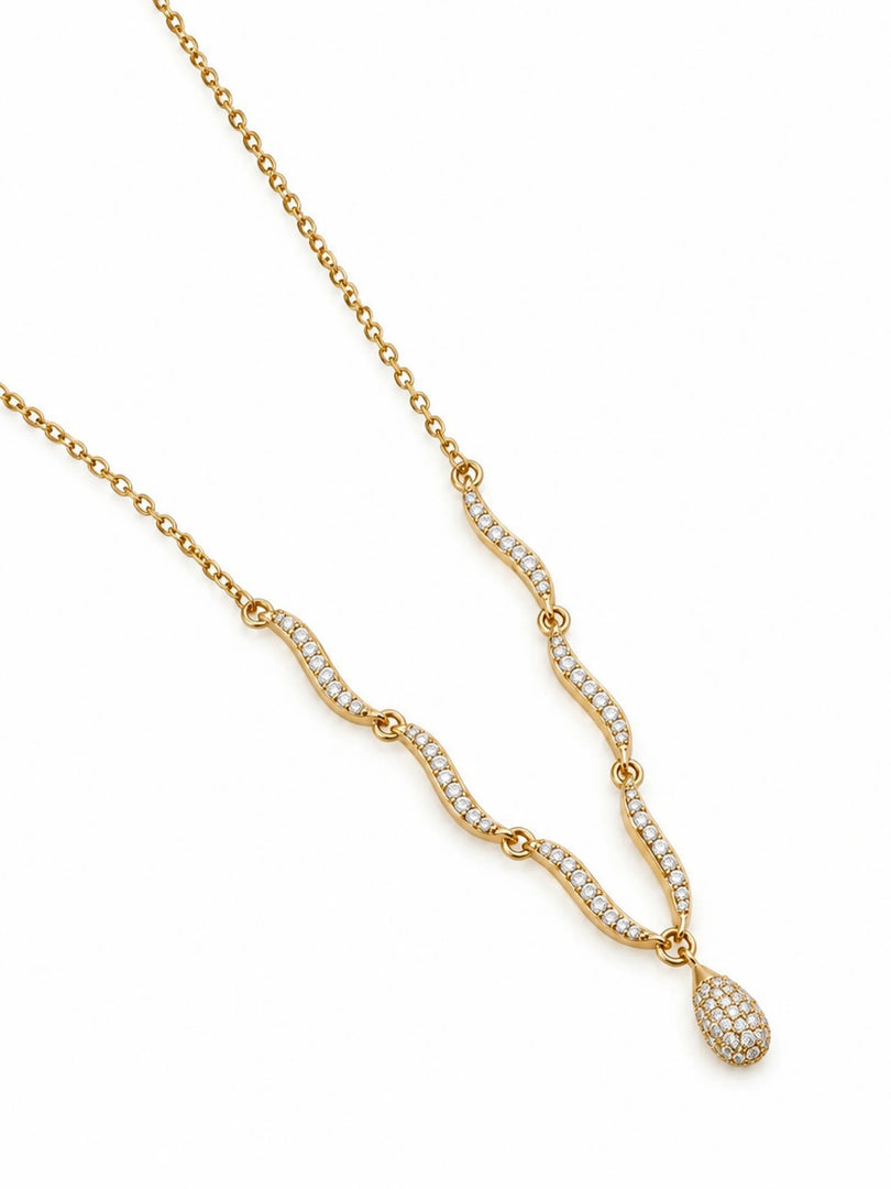 Wave & Teardrop Pendant Necklace