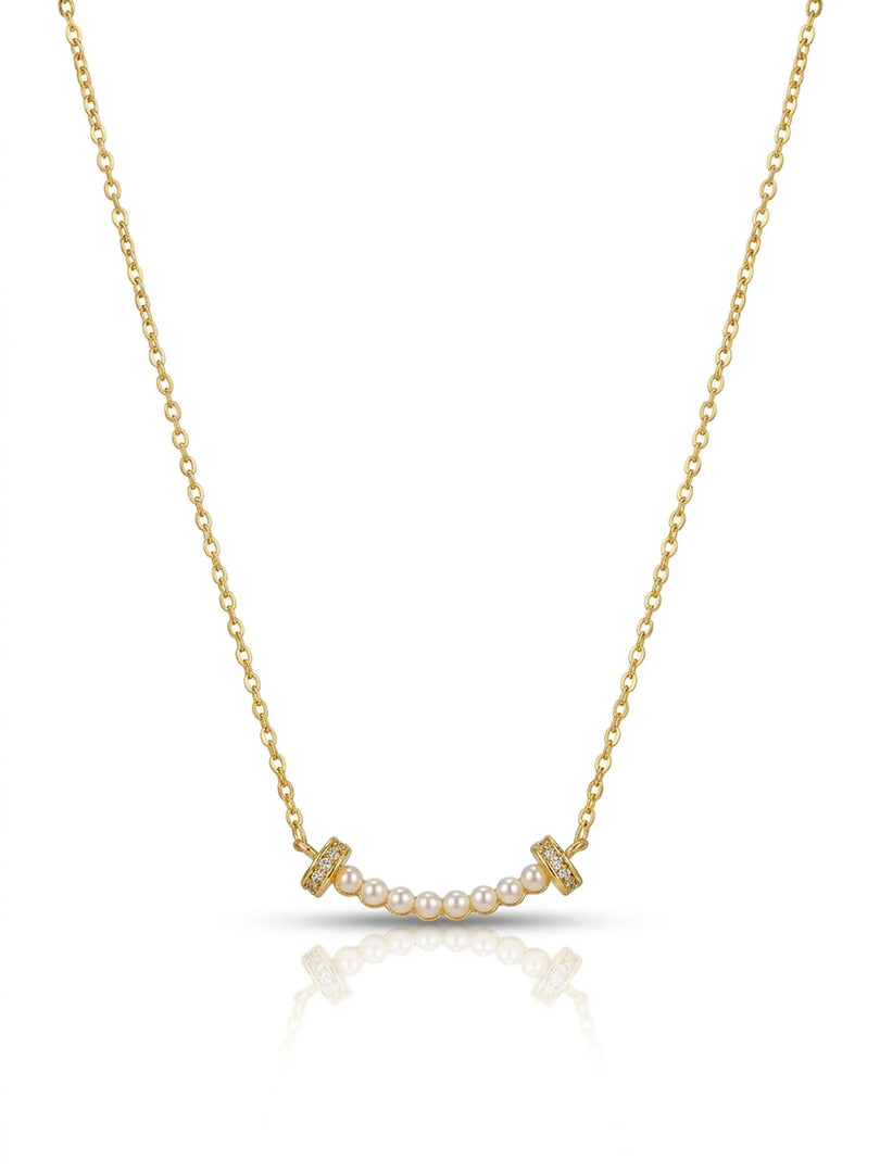 Golden Pearl Smile Bar Necklace