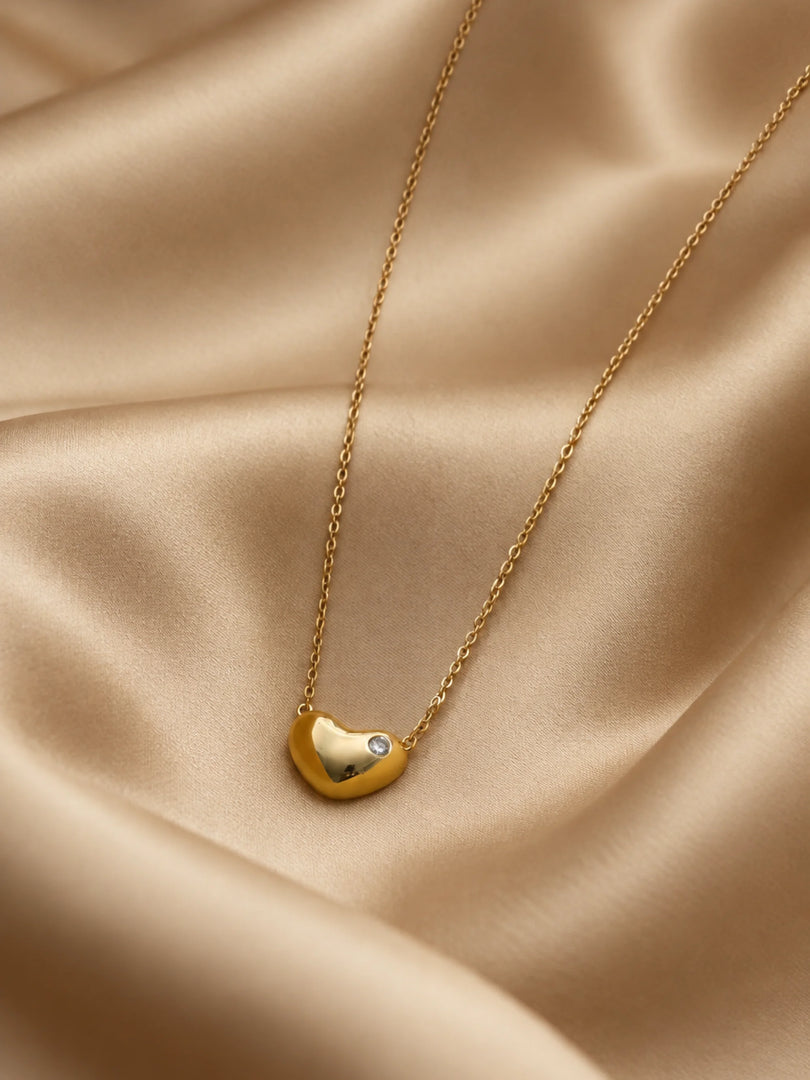 Puffy Heart & Crystal Pendant Earrings Duo