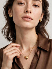 Puffy Heart & Crystal Pendant Earrings Duo