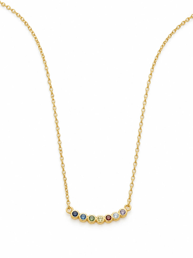 Rainbow Gemstone Curved Bar Necklace