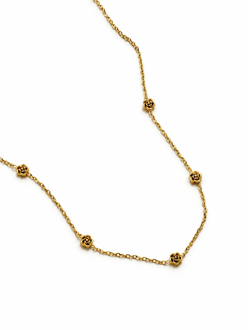 Golden Rose Bud Chain Necklace