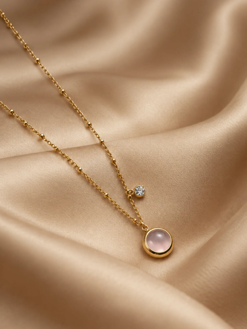 Rose Quartz & Crystal Satellite Necklace