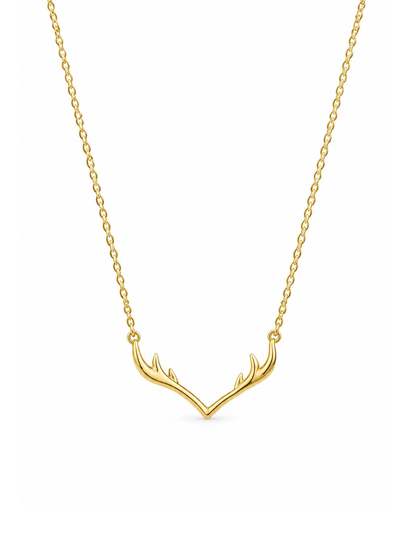 Golden Sculpted Antler Chevron Necklace