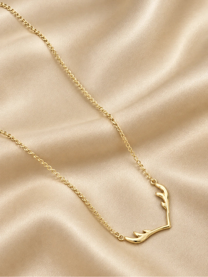 Golden Sculpted Antler Chevron Necklace