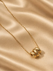 Golden Triple Ring Barrel Necklace