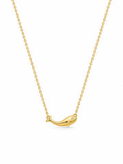Golden Whale Solitaire Pendant Necklace