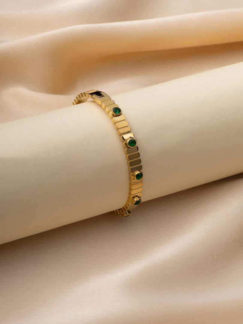 Gold Green Crystal Bracelet