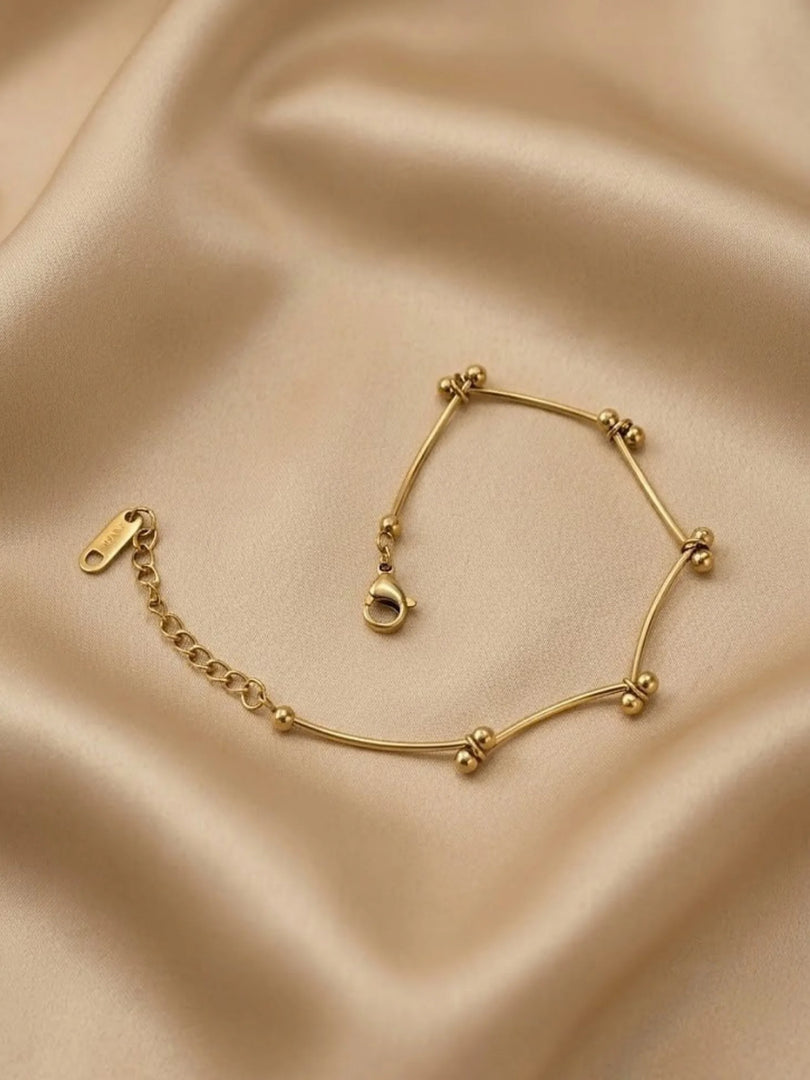 Golden Knot Bar & Bead Bracelet