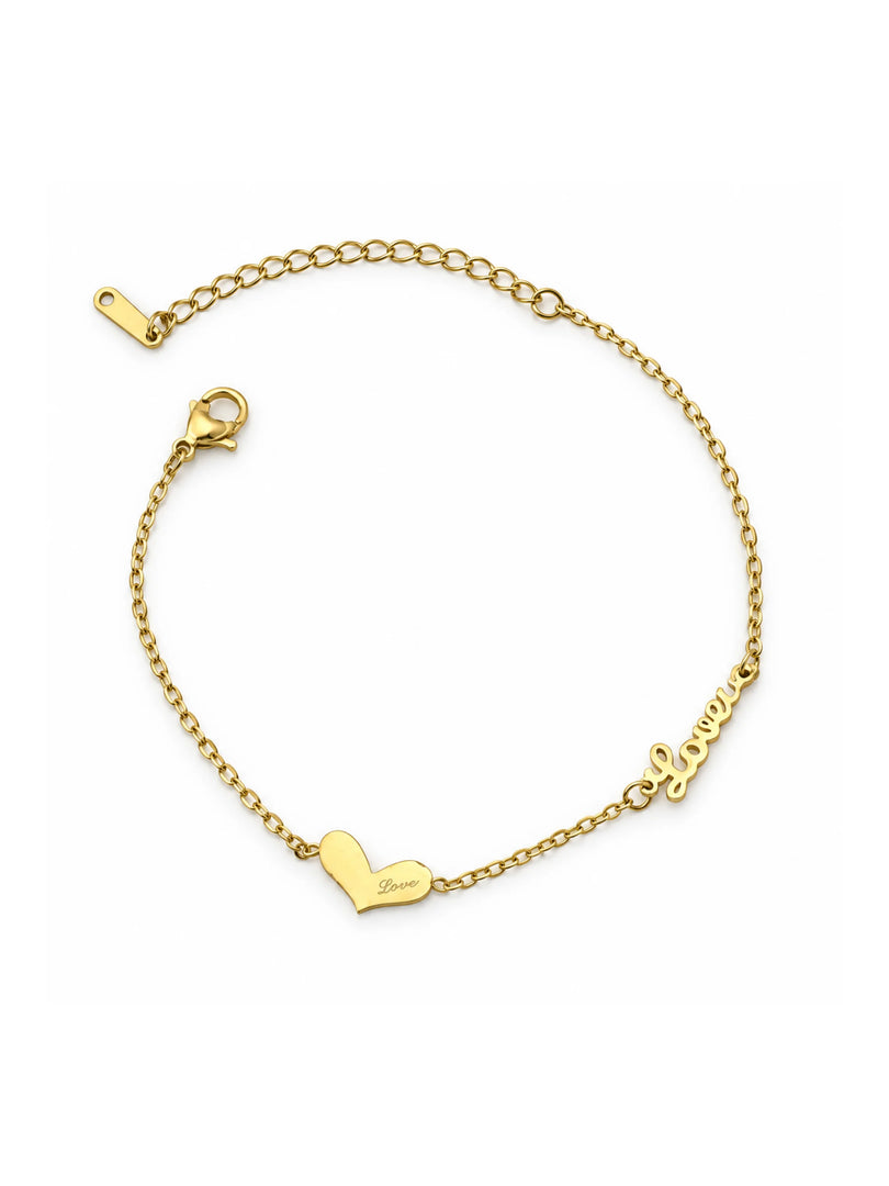 Love Heart Script Charm Bracelet