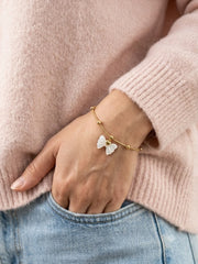 Lustrous Pearl Butterfly Snake Chain Bracelet