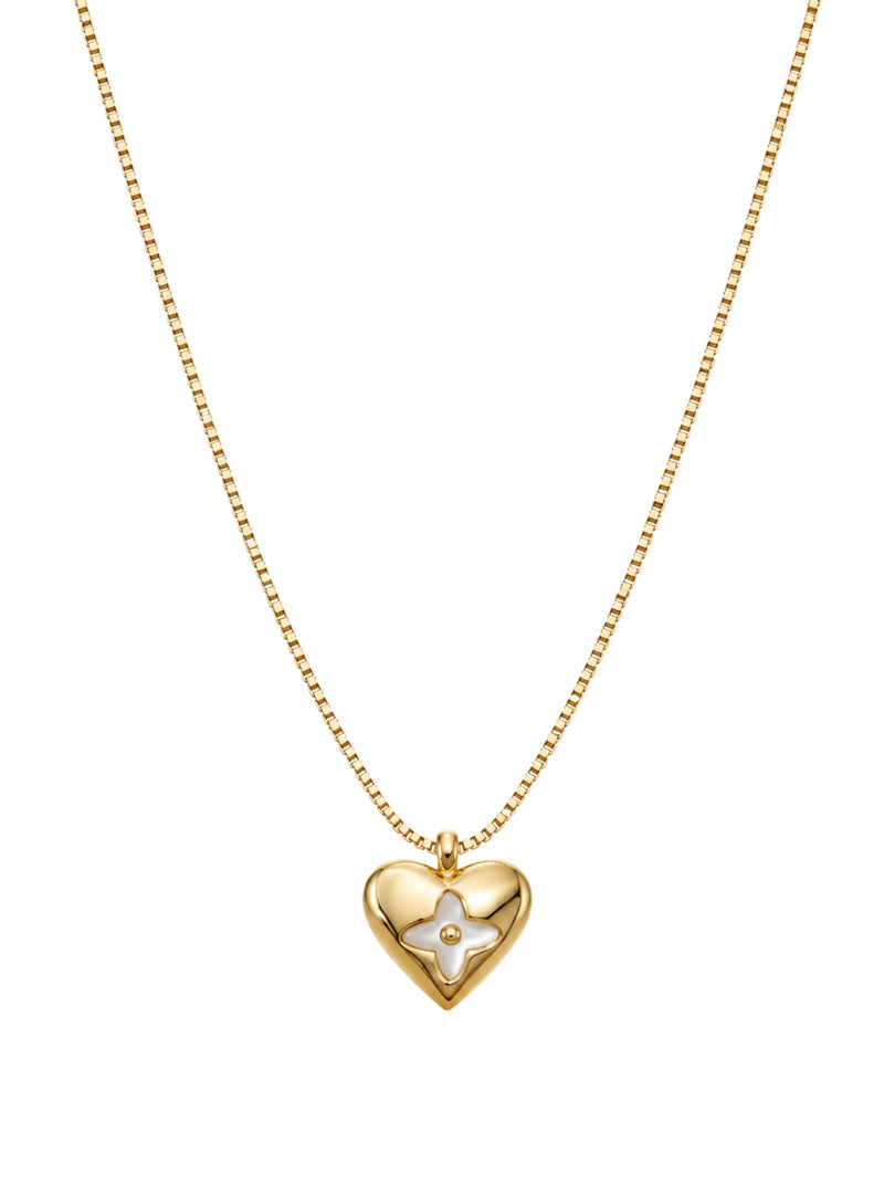 Mother-of-Pearl Heart Flower Necklace