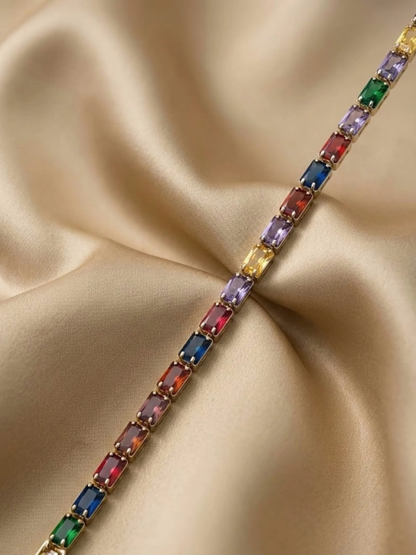 Multicolour Baguette Tennis Bracelet
