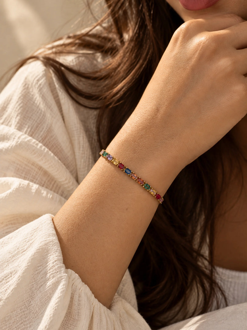 Multicolour Baguette Tennis Bracelet