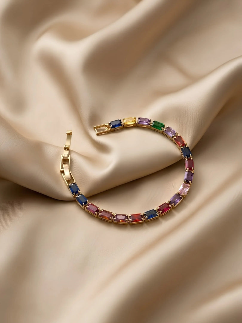Multicolour Baguette Tennis Bracelet