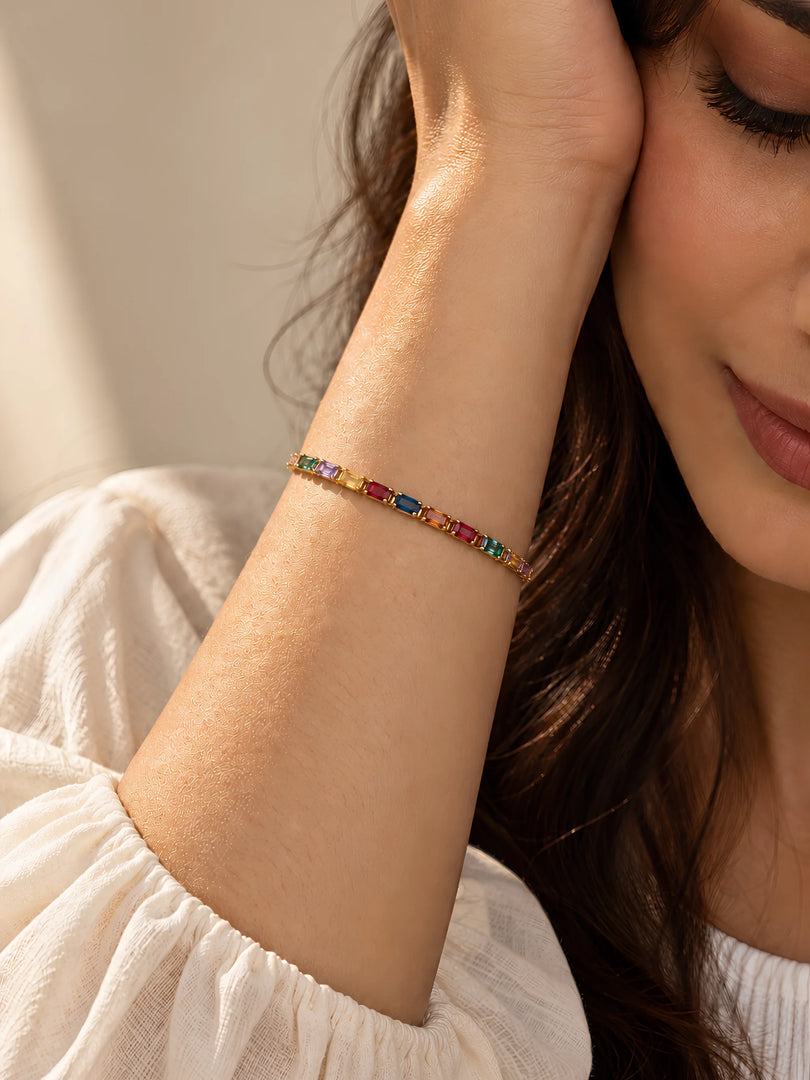 Multicolour Baguette Tennis Bracelet