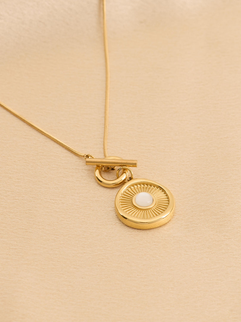 Radiant Pearl Disc Necklace