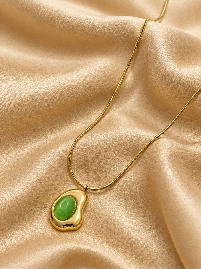 Organic Sculpted Green Stone Necklace