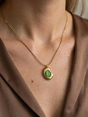 Organic Sculpted Green Stone Necklace