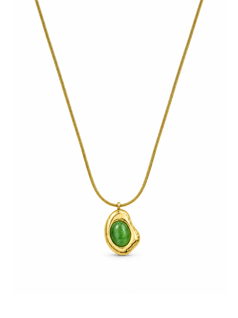 Organic Sculpted Green Stone Necklace