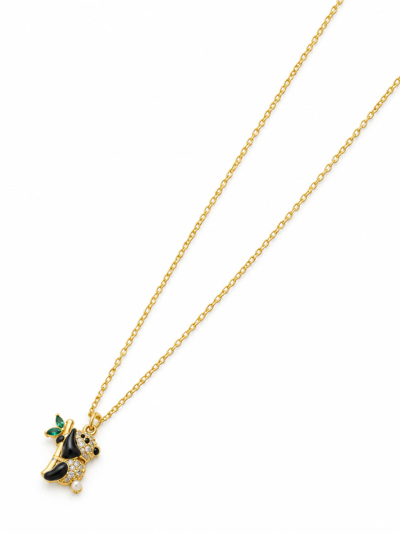 Panda & Bamboo Crystal Charm Necklace