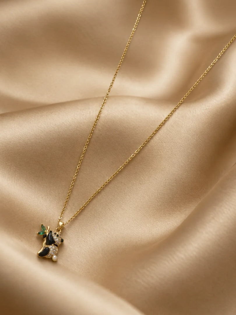 Panda & Bamboo Crystal Charm Necklace