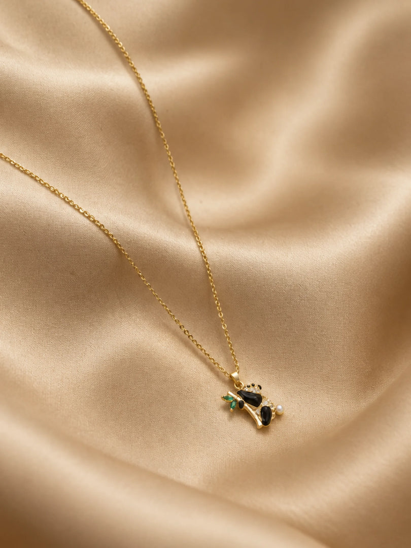 Panda & Bamboo Crystal Charm Necklace