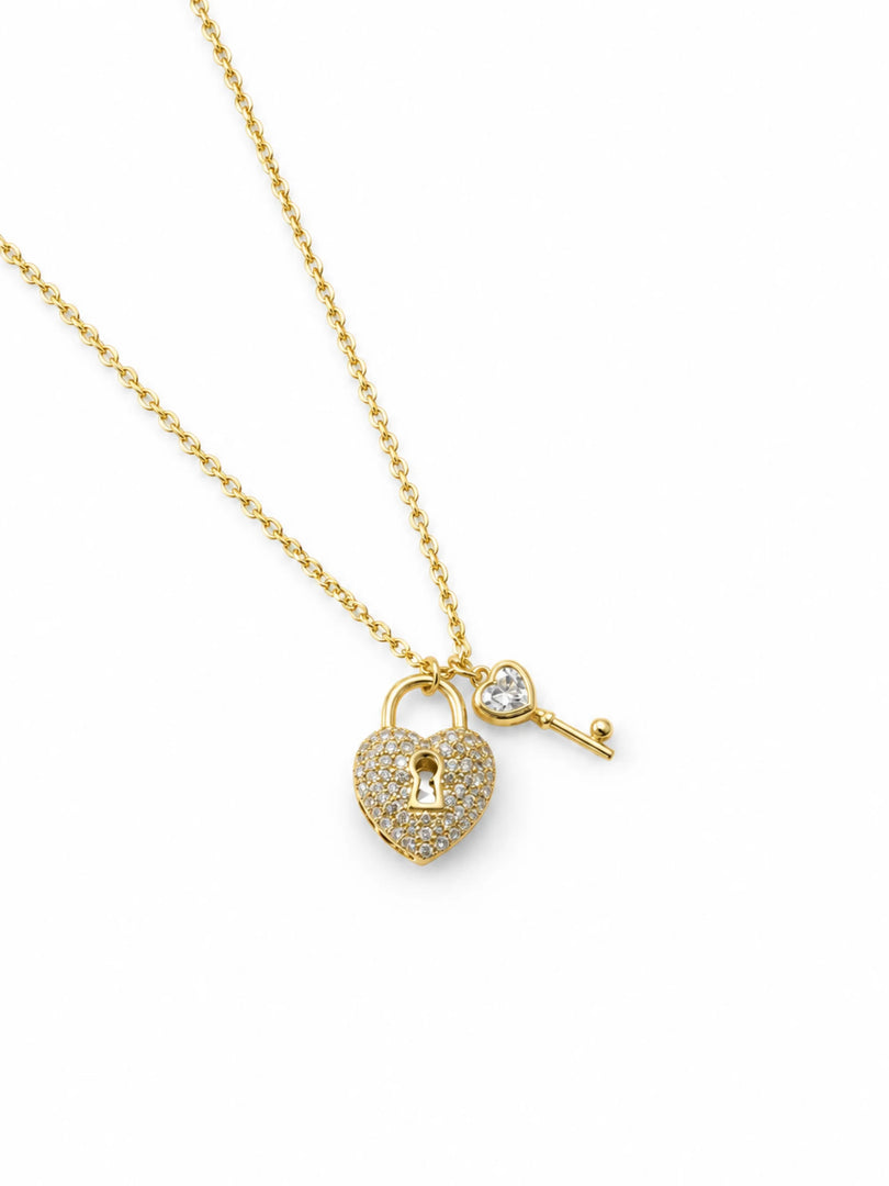 Heart Lock & Key Charm Necklace