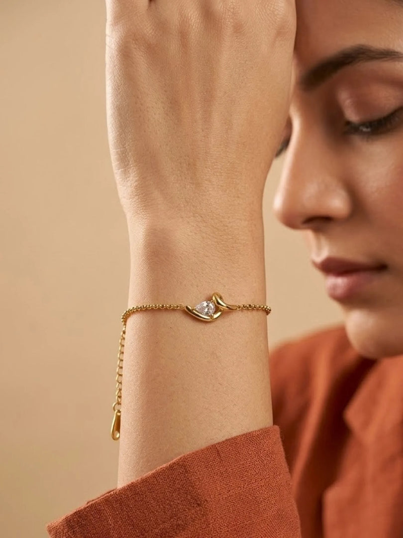 Pear Embrace Solitaire Bracelet