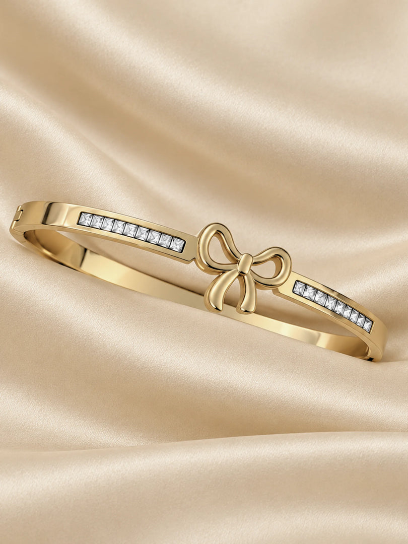 Radiant Bow Baguette Hinged Bangle