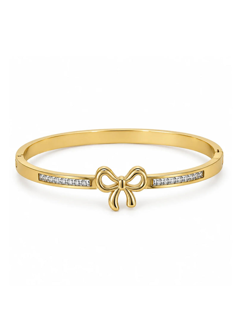 Radiant Bow Baguette Hinged Bangle