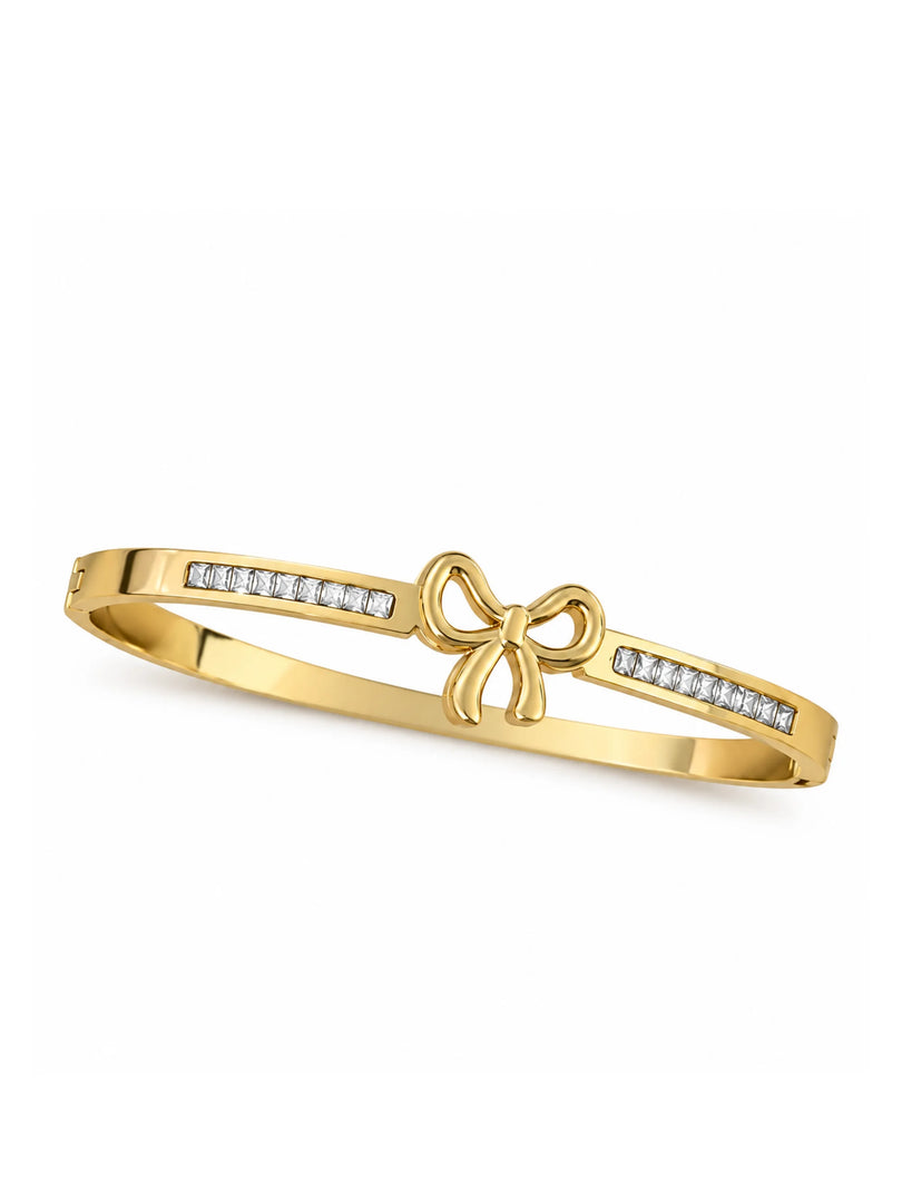 Radiant Bow Baguette Hinged Bangle