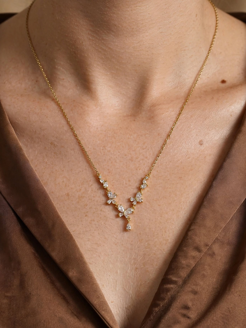 Radiant Butterfly Crystal Fringe Necklace