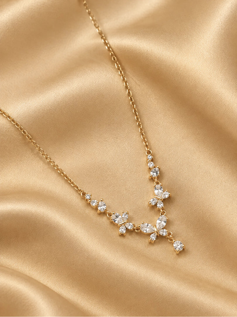Radiant Butterfly Crystal Fringe Necklace