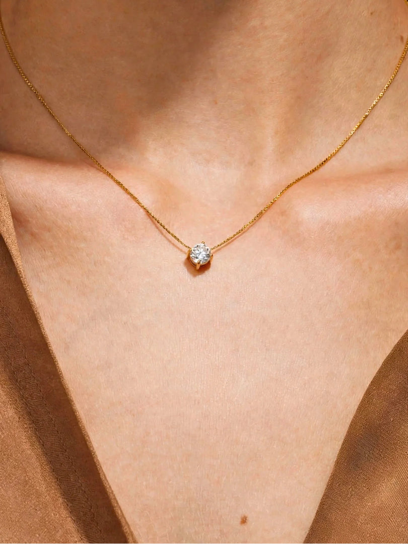 Radiant Solitaire Crystal Necklace